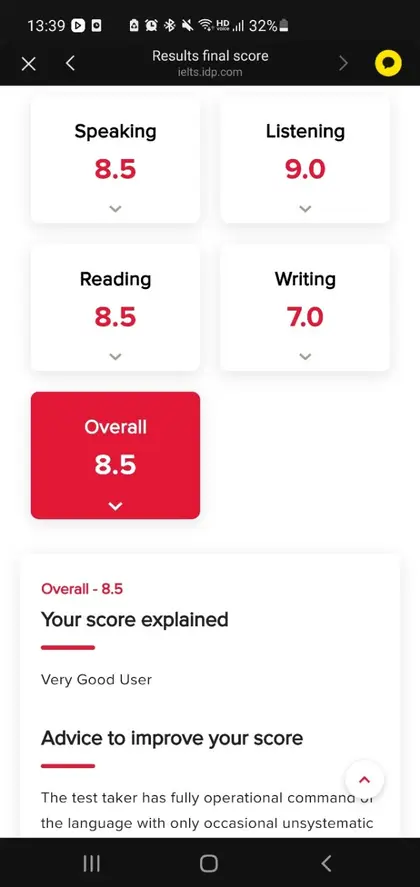 유지원 님 IELTS 성적표